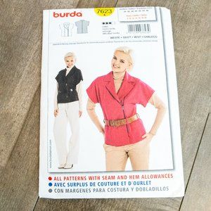 BURDA 7623 Sewing Pattern MOTO JACKET Sizes 8-20 Folded Uncut Average Difficulty
